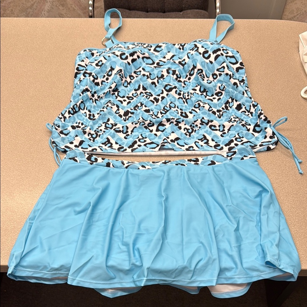 SHEIN Blue and White One Piece Swimsuit